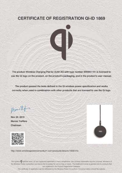 Wireless Charger Qi Certificate