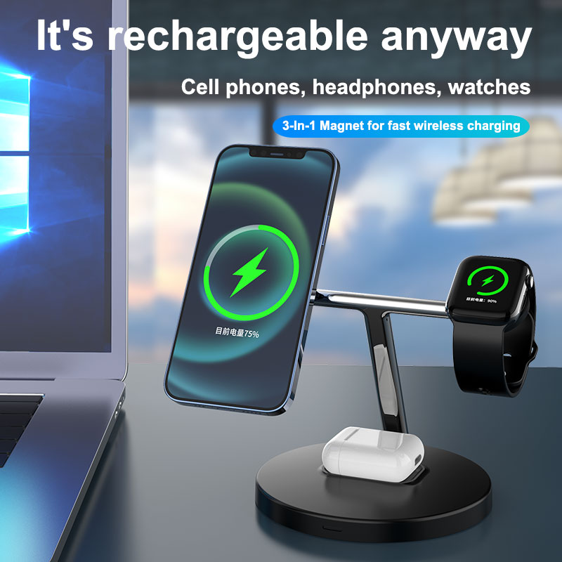 functional wireless charger for iPhone, smart watch, airpod.